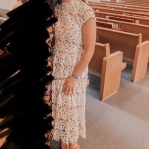 Midi white lace dress